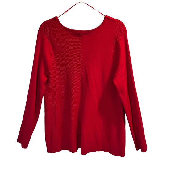 Croft & Barrow Women's Red Solid Long Sleeve Pullover V-Neck Sweater Size XL - Picture 11 of 11